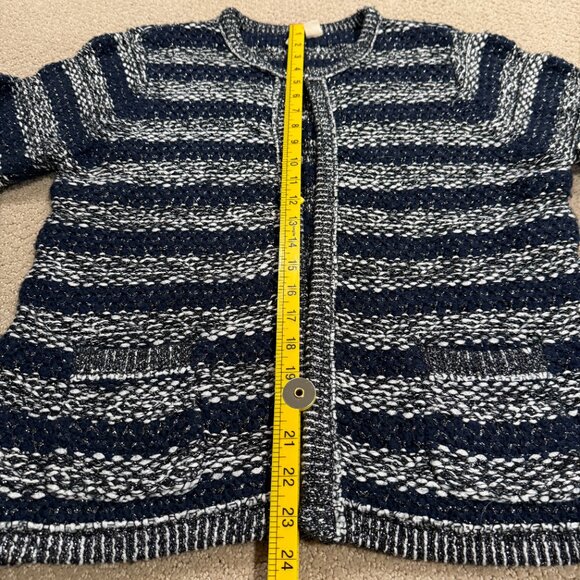 Anthropologie Moth Cardigan Sweater Mademoiselle Navy Boucle Chunky Knit LARGE - Picture 10 of 16